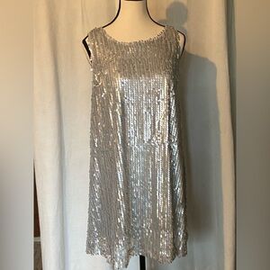 Midi dress Sequin Silver size Large New with tags